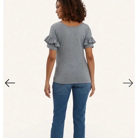 NWOT Women’s Nom Maternity - Grey and Ruffled Maria Nursing top. Size Medium. - Picture 5 of 16